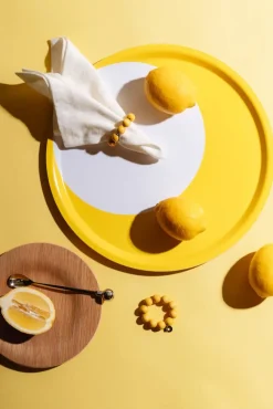 Aarikka tarjotin Ø 38 cm tuliainen keltainen