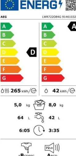 Aeg et pesukone kuivaava LWR722O84G 8 kg