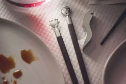 Alessi syömäpuikot & teline Alessandro 24 cm musta/teräs