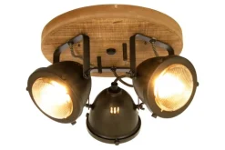 Aneta Lighting kattospotti Alaska 3-os. antiikkipuu/raudanharmaa