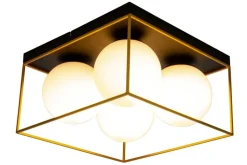 Aneta Lighting plafondi Astro 36 cm musta/kulta/opaalivalkoinen