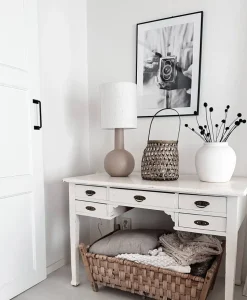 Aneta Lighting pöytävalaisin Eleana ruskea/beige