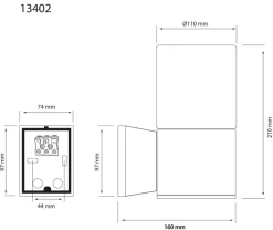 Aneta Lighting ulkoseinävalaisin Lysekil musta/meripihka
