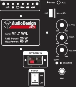 AudioDesignPRO kannettava akkukäyttöinen aktiivikaiutin&mikki /USB/BT/SD