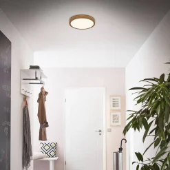 Briloner Runa LED-plafondi Ø 28 cm puu