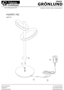 Design by Grönlund Marry Me pöytävalaisin 48 cm messinki