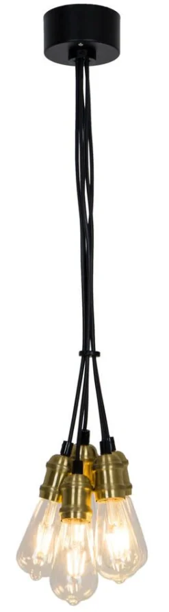 Heat Bunch riippuvalaisin 5xE27 antiikkimessinki musta johto