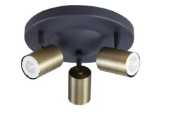 Heat kattospotti Gold Tube 3-osainen pyöreä kulta-musta