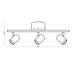 Heat kattospotti Gold Tube 3-osainen tanko kulta-musta