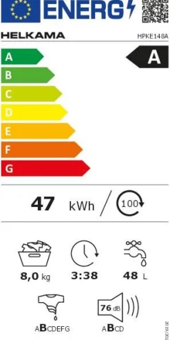 Helkama pesukone HPKE148A 8 kg valkoinen