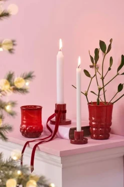 IB Laursen kynttilänjalka 6x6,5 cm punainen lasia