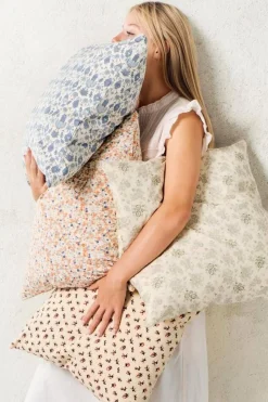 IB Laursen tyynynpäällinen Antonia beige kukat ruskea/punain