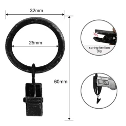 Ihanin verhorenkaat nipistimellä 25/32 mm mustakulta