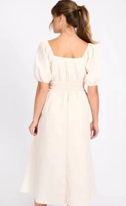 Little Mistress mekko Cream Leaf Midaxi