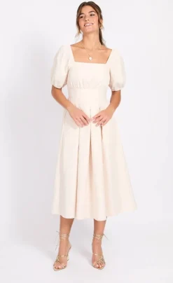 Little Mistress mekko Cream Leaf Midaxi