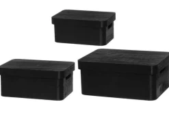 4Living puulaatikko kannella 30x21x13 cm musta