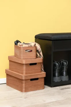 4Living puulaatikko kannella 25x17x11 cm ruskea