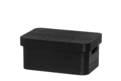 4Living puulaatikko kannella 25x17x11 cm musta