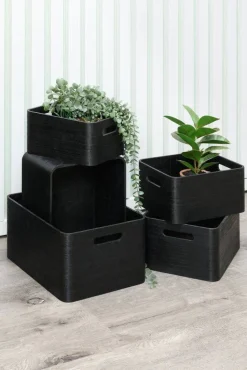 4Living puulaatikko 32x24x16,5 cm musta