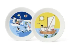 Moomin Arabia Sesonki lautassetti 19 cm Talvinuotio & Purjeh