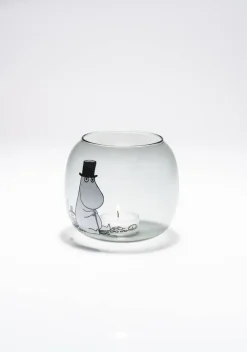 Muurla Muumi kynttilälyhty Muumipappa harmaa 9,5 cm