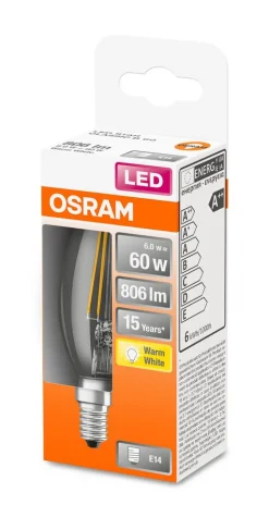 Osram LED kynttilälamppu 806lm 2700K E14