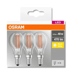 Osram Led-lamppu Base CL mainos P40 FIL 4,5 W/827 E14 3 kpl/pkt