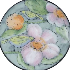 Pentik Studio lautanen Kukkaislintu 35 cm vihreä