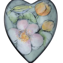 Pentik Studio sydänmalja Kukkaislintu 18x22 cm vihreä