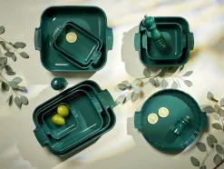 Peugeot keraaminen Appolia-vuoka suorakaide 32 cm metsän vih