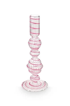Pip Studio kynttilänjalka lasia Swirl M 22 cm Pink