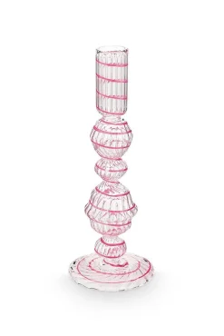 Pip Studio kynttilänjalka lasia Swirl M 22 cm Pink