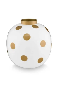 Pip Studio maljakko Metal Dots 23 cm White-Gold