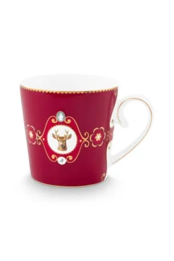 Pip Studio muki Love Birds Medallion Deer 300 ml Dark Red