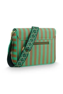 Pip Studio olkalaukku Fenna Medium Stripe Green 25x7x20 cm