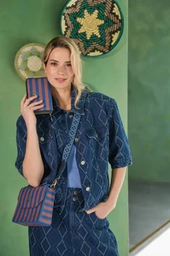 Pip Studio olkalaukku Frances Small Stripe Blue 19x7x17,5 cm