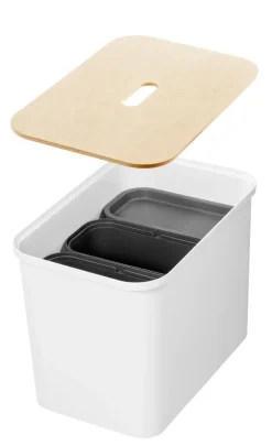 Smartstore Collect lajitteluastiasetti vanerikannella 76 L valkoinen