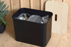 Smartstore Collect lajitteluastiasetti vanerikannella 76 L musta