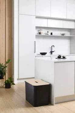 Smartstore Collect lajitteluastiasetti vanerikannella 76 L musta