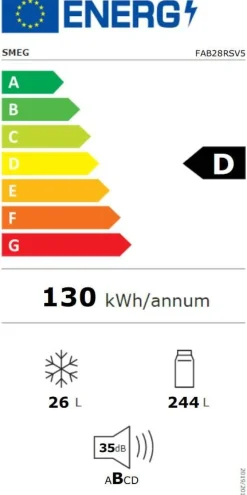 Smeg retrojääkaappi FAB28RSV5 153 cm, hopea, oikea