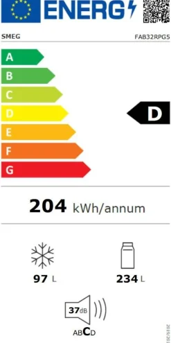 Smeg retrojääkaappipakastin FAB32RPG5 pastellinvihreä, oikea