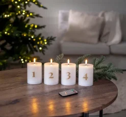 Star Trading LED-kynttilä Flamme Advent valkoinen 4 kpl