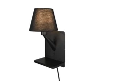 Trio Lighting Comfort seinävalaisin E14 mattamusta latausase