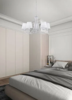 Trio Lighting kattokruunu Cortez 5-os E14 mattavalkoinen