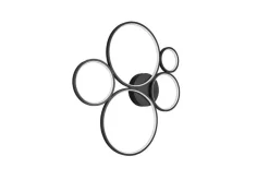 Trio Lighting kattovalaisin Rondo LED 5-os mattamusta