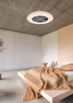 Trio Lighting LED kattotuuletin Harstad kromi starlight