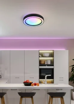 Trio Lighting LED kattovalaisin Arco 40 cm mattamusta RGBW