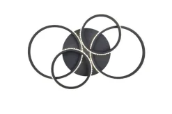 Trio Lighting LED kattovalaisin Cires mattamusta/kristallief