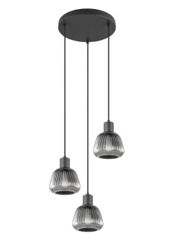 Trio Lighting riippuvalaisin Tarifa 3-os E27 mattamusta/krom