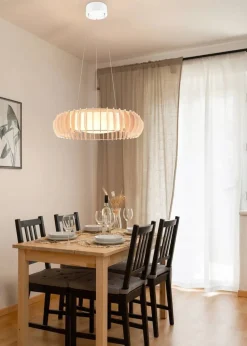 Trio Lighting riippuvalaisin Monte LED 60 cm valkoinen/puu